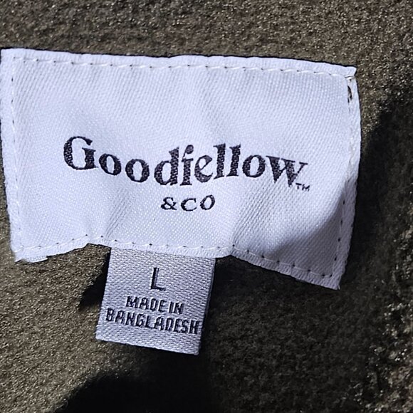 Goodfellow & Co Sherpa Snap Pullover Mens Large Olive Green Soft Cozy Warm Layer - Picture 3 of 5